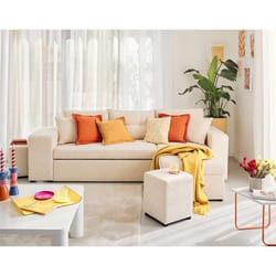 California - canapé d'angle réversible 4 places - convertible avec coffre, étagère et poufs - en velours texturé
