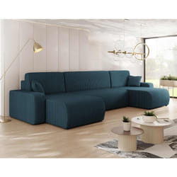 Artemisa - canapé panoramique en U - 7 places - convertible avec coffre - en velours côtelé