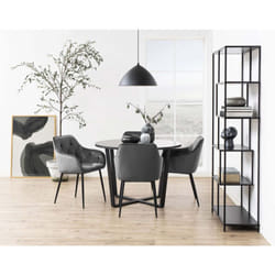 Aurora - table à manger ronde - effet marbre noir - 4 personnes