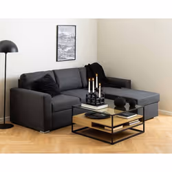 Parker - table basse - bois, verre et métal noir - 80 cm