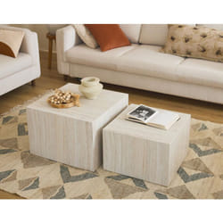 Pueblo - lot de 2 tables basses - effet travertin - 58 et 50 cm