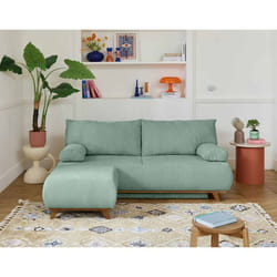 Cristal - canapé 3 places - convertible avec coffre et pouf - en velours texturé