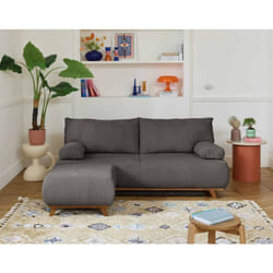 Cristal - canapé 3 places - convertible avec coffre et pouf - en velours texturé