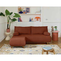 Cristal - canapé 3 places - convertible avec coffre et pouf - en velours texturé