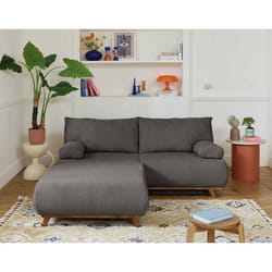 Cristal - canapé 3 places - convertible avec coffre et grand pouf - en velours texturé