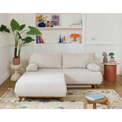 Cristal - canapé 3 places - convertible avec coffre et grand pouf - en velours texturé