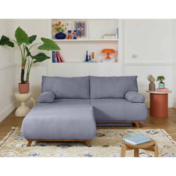 Cristal - canapé 3 places - convertible avec coffre et grand pouf - en velours texturé
