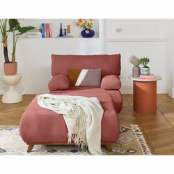 Cristal - fauteuil - convertible avec coffre et grand pouf - en velours texturé