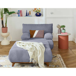 Cristal - fauteuil - convertible avec coffre et grand pouf - en velours texturé