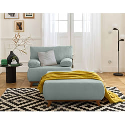 Cristal - fauteuil - convertible avec coffre et grand pouf - en velours côtelé