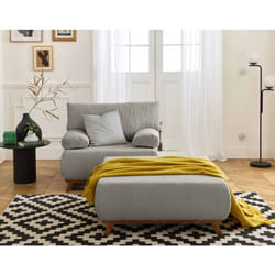 Cristal - fauteuil - convertible avec coffre et grand pouf - en velours côtelé