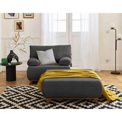 Cristal - fauteuil - convertible avec coffre et grand pouf - en velours côtelé