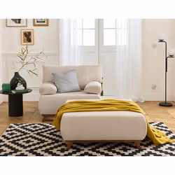 Cristal - fauteuil - convertible avec coffre et grand pouf - en velours côtelé
