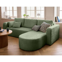 Miro - canapé d'angle réversible - 4 places - convertible avec coffre - en velours texturé