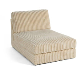Lisa Design - Jasper - module méridienne - en fausse fourrure côtelée - beige