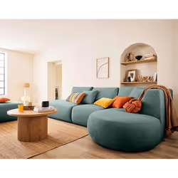 Santorini - canapé modulable d'angle droit + pouf - 5 places - en tissu texturé