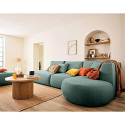 Santorini - canapé modulable d'angle droit + pouf - 5 places - en tissu texturé