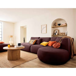 Santorini - canapé modulable d'angle droit + pouf - 5 places - en tissu texturé