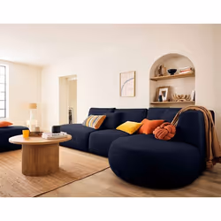 Santorini - canapé modulable d'angle droit + pouf - 5 places - en tissu texturé