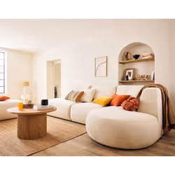 Santorini - canapé modulable d'angle droit + pouf - 5 places - en tissu texturé