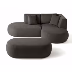Santorini - canapé modulable d'angle droit + pouf - 4 places - en tissu texturé