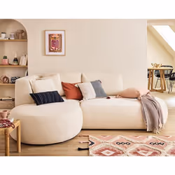 Santorini - canapé modulable d'angle gauche + pouf - 4 places - en tissu texturé