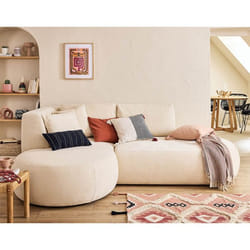 Santorini - canapé modulable d'angle gauche + pouf - 4 places - en tissu texturé
