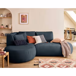 Santorini - canapé modulable d'angle gauche + pouf - 4 places - en tissu texturé