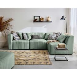 Nova - canapé modulable d'angle droit - 5 places - avec pouf d'appoint - en velours