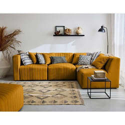 Nova - canapé modulable d'angle droit - 5 places - avec pouf d'appoint - en velours