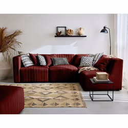 Nova - canapé modulable d'angle droit - 5 places - avec pouf d'appoint - en velours