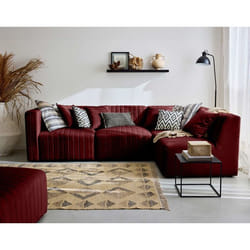 Nova - canapé modulable d'angle droit - 5 places - avec pouf d'appoint - en velours