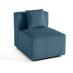 Arty - module d'assise sans accoudoirs - en velours côtelé - bleu