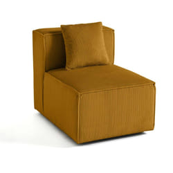 Arty - module d'assise sans accoudoirs - en velours côtelé - jaune