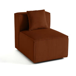 Arty - module d'assise sans accoudoirs - en velours côtelé - terracotta