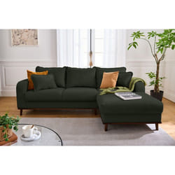 Lisa Design - Albane - canapé d'angle droit - 4 places - en velours côtelé - vert