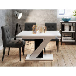 Burnie - table à manger extensible - blanc et noir - 4 à 6 personnes