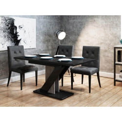 Burnie - table à manger extensible - noir et effet béton - 4 à 6 personnes