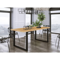 Caronal - table à manger - chêne clair et noir - 4 à 8 personnes