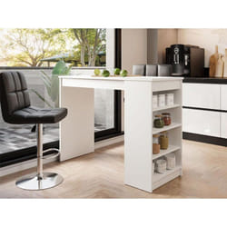 Bestmobilier - Drazic - table de bar avec rangements - blanc - de 2 à 4 personnes