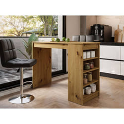 Drazic - table de bar avec rangements - effet bois - de 2 à 4 personnes
