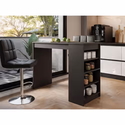 Drazic - table de bar avec rangements - noir - de 2 à 4 personnes