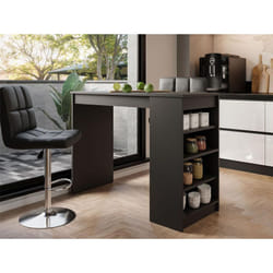 Drazic - table de bar avec rangements - noir - de 2 à 4 personnes