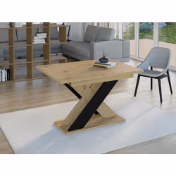 Tosca - table à manger extensible - chêne clair et noir - 4 à 6 personnes