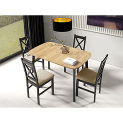 Magov - table à manger extensible - bois et noir - 4 personnes