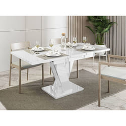 Xandriel - table à manger extensible - blanc - 4 à 6 personnes