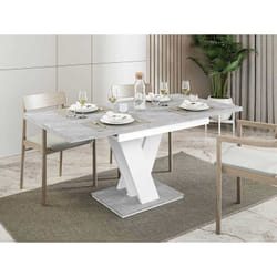 Xandriel - table à manger extensible - gris et blanc - 4 à 6 personnes