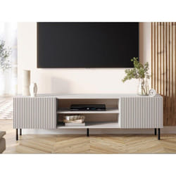Timote - meuble tv 2 portes et 2 niches - écru - 181 cm
