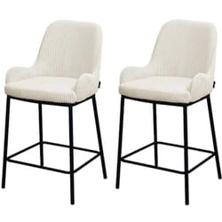 Salinas - lot de 2 chaises de bar - en velours côtelé - beige - h65 cm