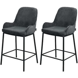 Salinas - lot de 2 chaises de bar - en velours côtelé - gris anthracite - h65 cm